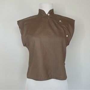 Vintage 90s Kenzo 100% Silk Cheongsam Qipao Tang Chinese Style Cap Sleeve Blouse